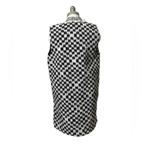 ATMOSPHERE Black White Oversized Tribal Open Thick Vest Blazer Coat Size 6 - Picture 8 of 11
